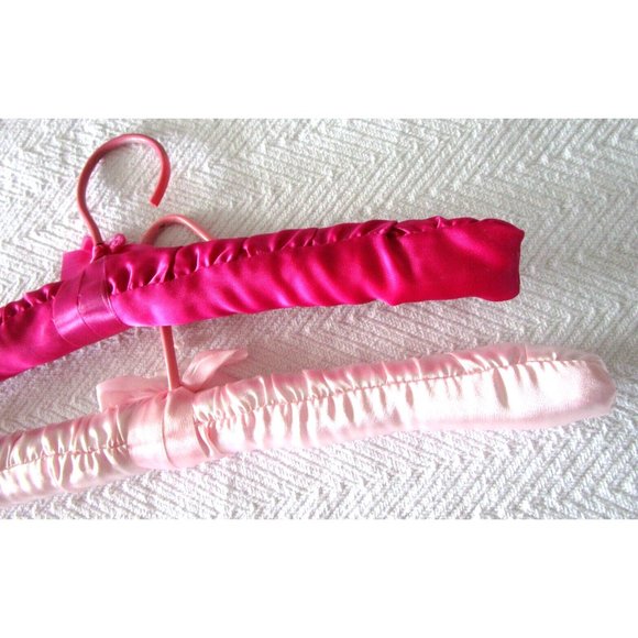 Fabric Satin Padded Hangers Pink Colors - Beaded/Floral Decoration - Set Two (2) - Picture 7 of 9